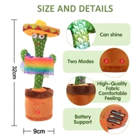 Electronic Dancing Cactus Toy, Electronic Dancing Cactus Toy with Cactus Recording and Repeat Your Words, Lighting, Singing, Cactus Mimicking Toy