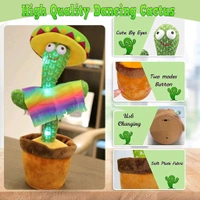 Electronic Dancing Cactus Toy, Electronic Dancing Cactus Toy with Cactus Recording and Repeat Your Words, Lighting, Singing, Cactus Mimicking Toy