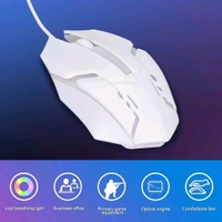 USB Wired Mouse, Ergonomic Design Gaming Mouse, Colorful / Lighting Luminous Optical Mouse, High Performance PC Gaming Mouse 1200 DPI, X1 (1 Pc / Wihte)