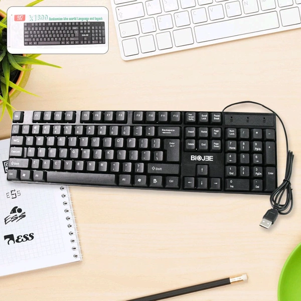 USB Keyboard 104 Keys, Ergonomic Portable Typewriter Keyboard for Home Office, Plug and Play (1 Pc)