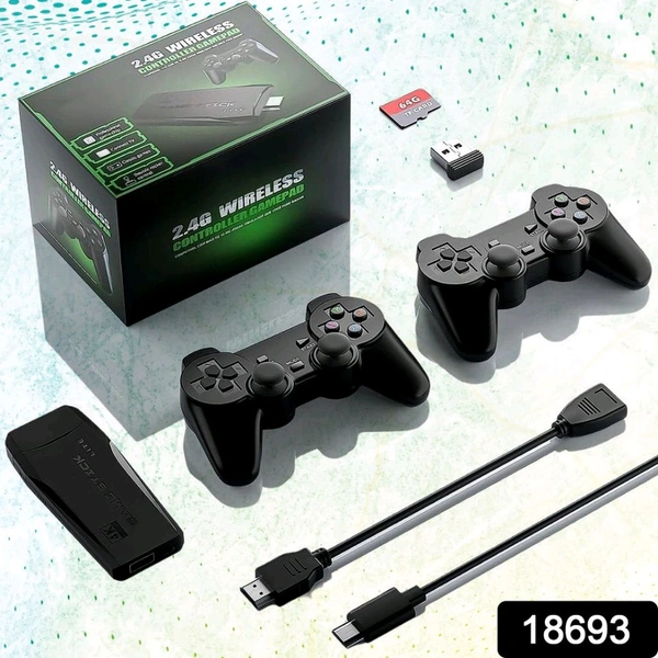 Wireless Controller Gamepad Gaming Console with 10,000+ Games, HD Game Sticks Output, and 2.4GHz Wireless Controller Video Games with 64gb Memory Card for TV Plug and Play, Dual Player
