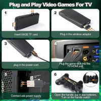 Wireless Controller Gamepad Gaming Console with 10,000+ Games, HD Game Sticks Output, and 2.4GHz Wireless Controller Video Games with 64gb Memory Card for TV Plug and Play, Dual Player
