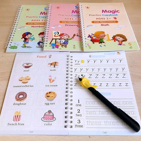 4 Pc Magic Copybook widely used by kids, children’s and even adults also to write down important things over it while emergencies etc