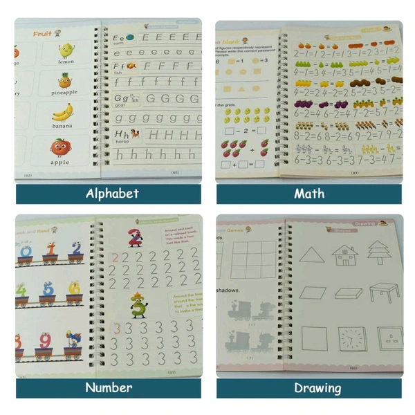 4 Pc Magic Copybook widely used by kids, children’s and even adults also to write down important things over it while emergencies etc