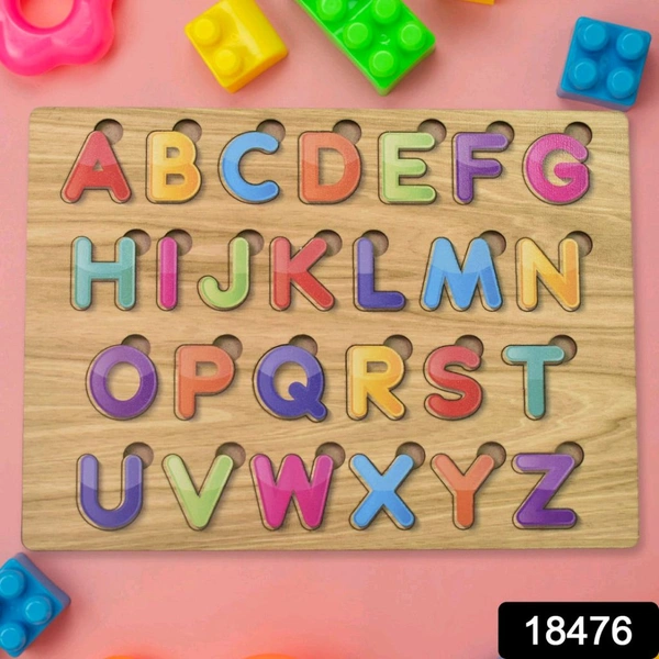 Wooden Puzzle Board ABC Letters Shapes Educational Learning Toys Children's Toddler English Montessori Board Alphabet ABC Letters Preschool Educational Learning Letter Toys (1 Set)