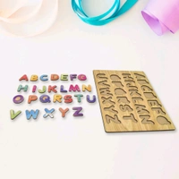 Wooden Puzzle Board ABC Letters Shapes Educational Learning Toys Children's Toddler English Montessori Board Alphabet ABC Letters Preschool Educational Learning Letter Toys (1 Set)