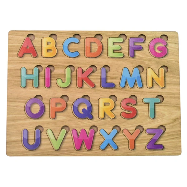 Wooden Puzzle Board ABC Letters Shapes Educational Learning Toys Children's Toddler English Montessori Board Alphabet ABC Letters Preschool Educational Learning Letter Toys (1 Set)