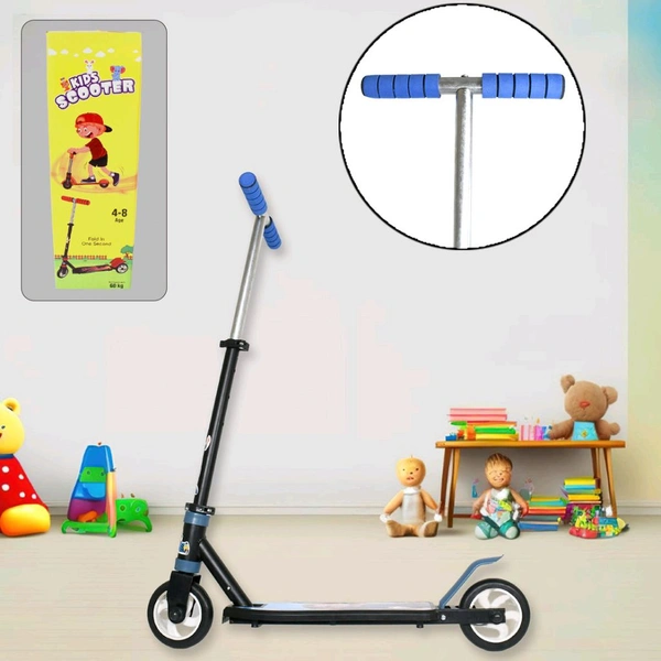 Basic Kids Ride On Leg Push Scooter for Boys and Girls (4 - 8 Years Old Kids) Foldable Scooter Cycle with Height Adjustment for Boys and Girls Multicolor (1 Pc / 2 Wheel) 