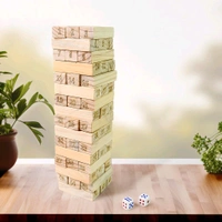 Large Tumbling Timber Toy for Adults Tumble Tower Blocks Wood Stacking Game for Boys Girls Kids Family, Life Size Yard Tower Game, Wooden Tumbling Stacking Tower Game, Zenga tower (48 Pcs Blocks 2 Dices)