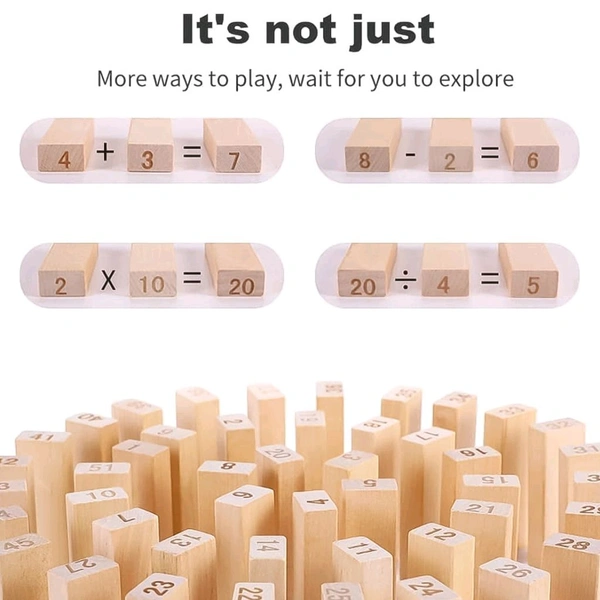 Large Tumbling Timber Toy for Adults Tumble Tower Blocks Wood Stacking Game for Boys Girls Kids Family, Life Size Yard Tower Game, Wooden Tumbling Stacking Tower Game, Zenga tower (48 Pcs Blocks 2 Dices)