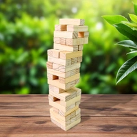 Large Tumbling Timber Toy for Adults Tumble Tower Blocks Wood Stacking Game for Boys Girls Kids Family, Life Size Yard Tower Game, Wooden Tumbling Stacking Tower Game, Zenga tower (48 Pcs Blocks 2 Dices)