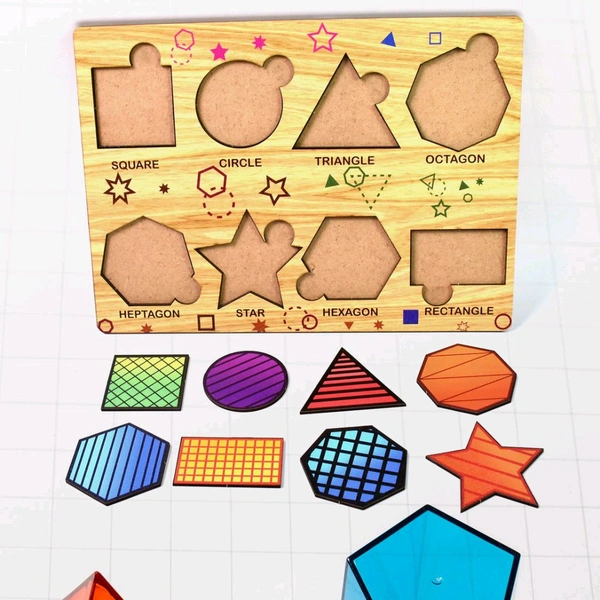 Wooden Puzzle Learning Educational Board of Triangles | Different Triangles Shape Puzzle Boards and Gift for Toddlers & Kids Puzzle for Early Childhood Development (1 Set / 28×20 Cm)
