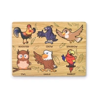 Wooden Puzzle Learning Educational Board of Bird | Different Bird Shape Puzzle Boards and Gift for Toddlers & Kids Puzzle for Early Childhood Development (1 Set / 28×20 Cm)