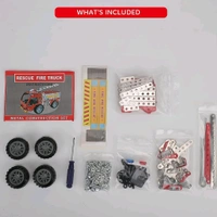 Metal DIY Fire Truck Building Blocks for Kids | Educational & Learning Blocks for Kids | Creative Mechanical Construction Engineering Kit 8+ (Fire Truck / 292pcs of truck tool / 1 Set)
