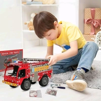 Metal DIY Fire Truck Building Blocks for Kids | Educational & Learning Blocks for Kids | Creative Mechanical Construction Engineering Kit 8+ (Fire Truck / 292pcs of truck tool / 1 Set)
