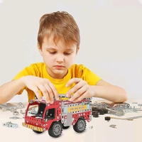 Metal DIY Fire Truck Building Blocks for Kids | Educational & Learning Blocks for Kids | Creative Mechanical Construction Engineering Kit 8+ (Fire Truck / 292pcs of truck tool / 1 Set)
