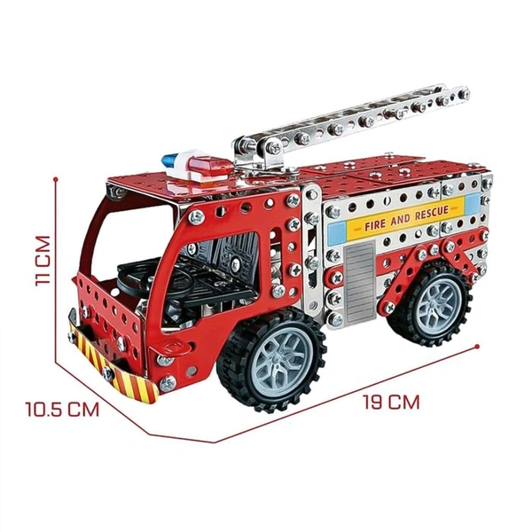 Metal DIY Fire Truck Building Blocks for Kids | Educational & Learning Blocks for Kids | Creative Mechanical Construction Engineering Kit 8+ (Fire Truck / 292pcs of truck tool / 1 Set)
