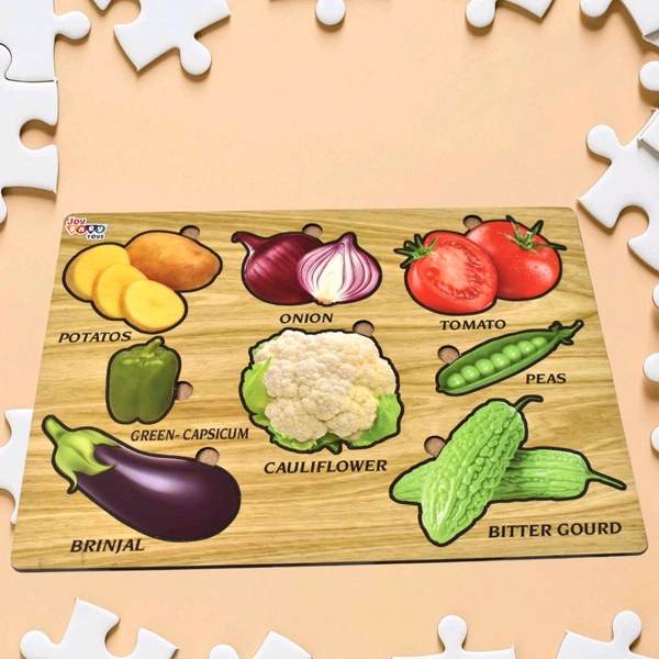 Wooden Puzzle Learning Educational Board of Vegetable | Different Vegetable Shape Puzzle Boards and Gift for Toddlers & Kids Puzzle for Early Childhood Development 