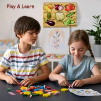 Wooden Puzzle Learning Educational Board of Vegetable | Different Vegetable Shape Puzzle Boards and Gift for Toddlers & Kids Puzzle for Early Childhood Development 