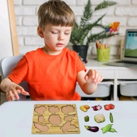 Wooden Puzzle Learning Educational Board of Vegetable | Different Vegetable Shape Puzzle Boards and Gift for Toddlers & Kids Puzzle for Early Childhood Development 