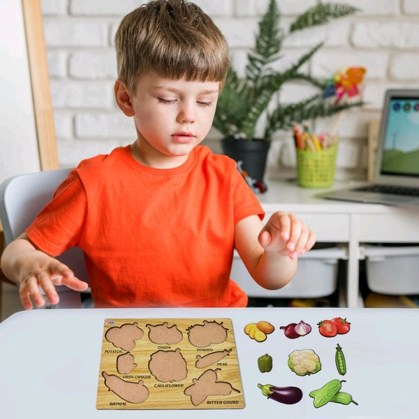 Wooden Puzzle Learning Educational Board of Vegetable | Different Vegetable Shape Puzzle Boards and Gift for Toddlers & Kids Puzzle for Early Childhood Development 