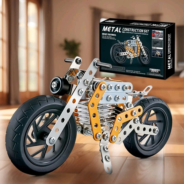 Metal DIY Bike Building Blocks for Kids | Educational & Learning Blocks for Kids | Creative Mechanical Construction Engineering Kit 8+ 