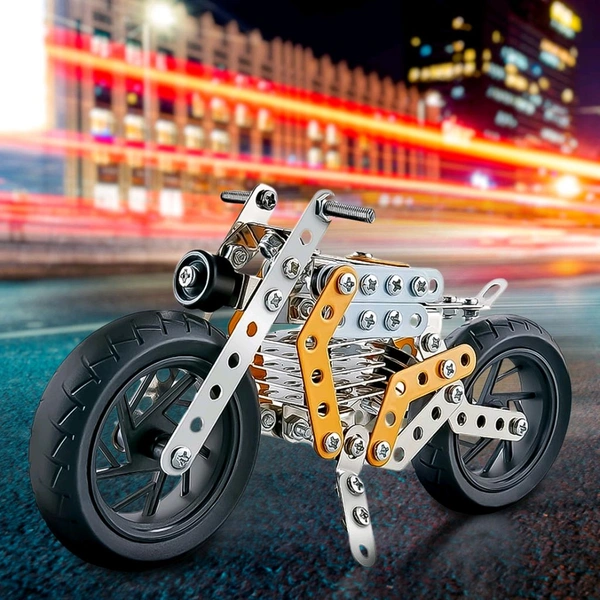 Metal DIY Bike Building Blocks for Kids | Educational & Learning Blocks for Kids | Creative Mechanical Construction Engineering Kit 8+ 