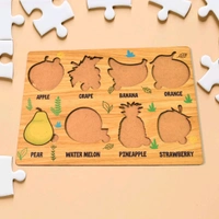 Wooden Puzzle Learning Educational Board of Fruits | Different Fruits Shape Puzzle Boards and Gift for Toddlers & Kids Puzzle for Early Childhood Development