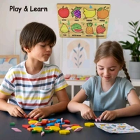 Wooden Puzzle Learning Educational Board of Fruits | Different Fruits Shape Puzzle Boards and Gift for Toddlers & Kids Puzzle for Early Childhood Development