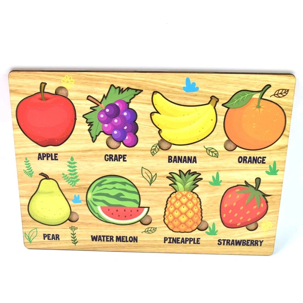 Wooden Puzzle Learning Educational Board of Fruits | Different Fruits Shape Puzzle Boards and Gift for Toddlers & Kids Puzzle for Early Childhood Development
