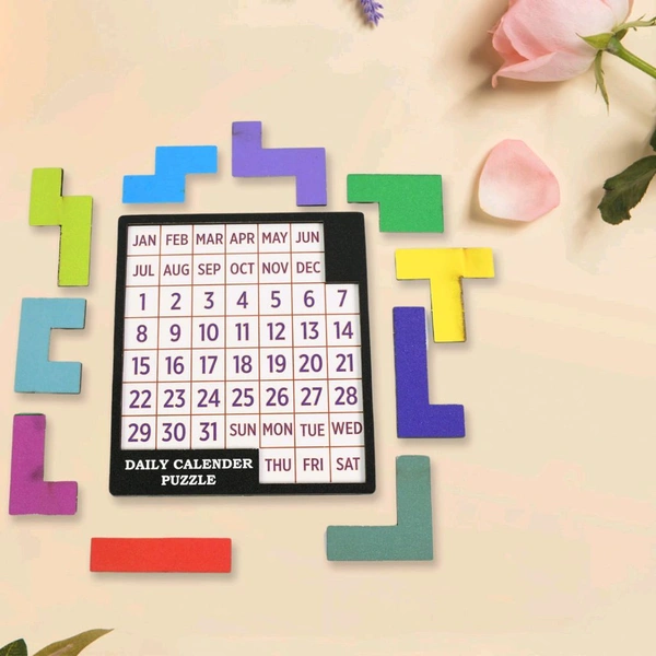 Wooden Daily Calendar Puzzle | A-Puzzle-A-Day | Wooden Challenging Puzzle for Kids & Adults for Every Day Every Year Fit for Office Home Decor School Desktop Coffee Table Gift for Children