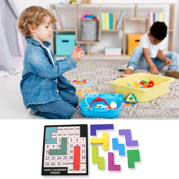 Wooden Daily Calendar Puzzle | A-Puzzle-A-Day | Wooden Challenging Puzzle for Kids & Adults for Every Day Every Year Fit for Office Home Decor School Desktop Coffee Table Gift for Children