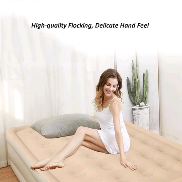 Portable Inflatable Bed Folding Lazy Bed Collapsible Three-layer Airbag Strong Pressure Resistance For Travel Or Home Use, Air Mattress Plush Top Surface Blow Up Bed for Home & Camping (190x100x40 Cm / 1 Pc) - Prepaid Orders Only Accepted!