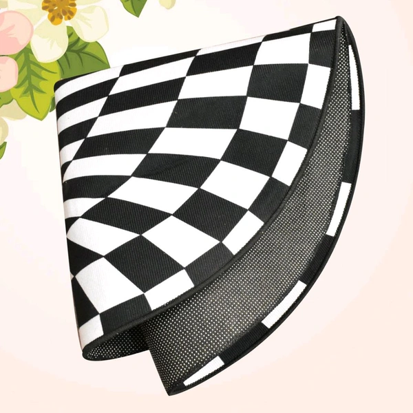3D Space Round Carpet, Checkered Vortex Optical Illusions Non Slip Area Rug -Slip Floor Mat Non-Woven Doormat, for Living Dinning Room Bedroom Kitchen, 3D Vortex Rug Visual Illusion Rug Anti-Skid Area Dining Room Mat