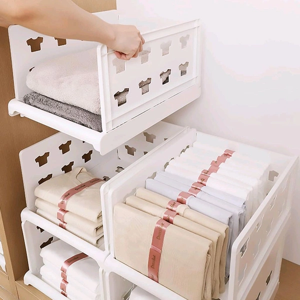 3-Layer Foldable & Stackable Multipurpose Storage Organizer Rack for Kitchen, Closet, Bathroom & Laundry – Tool-Free Assembly