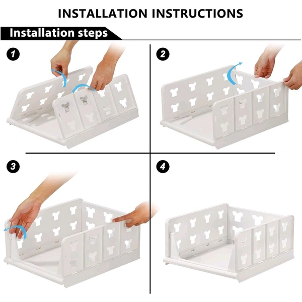 3-Layer Foldable & Stackable Multipurpose Storage Organizer Rack for Kitchen, Closet, Bathroom & Laundry – Tool-Free Assembly
