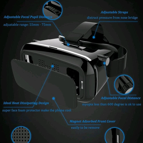 VR Pro Virtual Reality 3D Glasses Headset with Adjustable Lenses & Comfortable Fit – Immersive Experience for Gaming & Movies