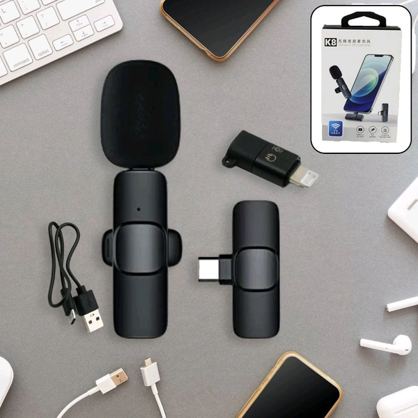 Intelligent Noise Cancelling Wireless Clip-On Microphone for Type-C & iPhone – AI VoiceShield, 164FT Range, Real-Time Sync