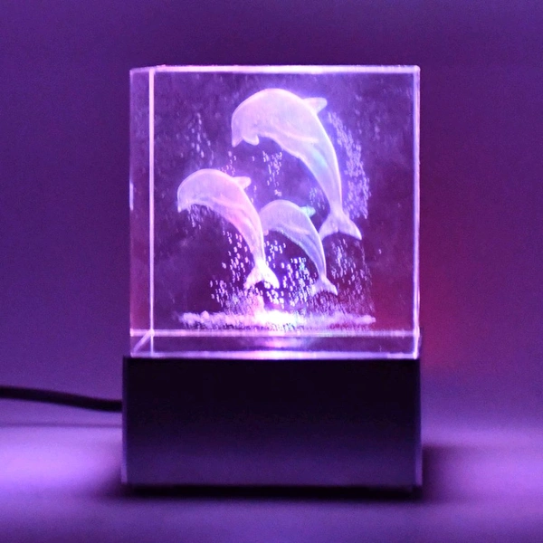 3D Mix Design LED Light Base With Speaker – Stunning Ocean-Inspired Desk Decor Crystal Mix, LED Light Base, USB Charging for Birthday, Wedding Anniversary, Women’s, ular, Gift for Wife, Girlfriend, Husband