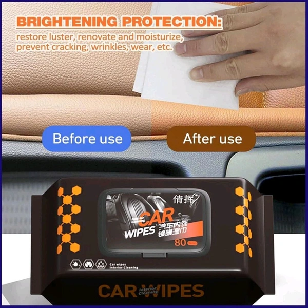 Car Dashboard Scratch Remover Tissue | Car Cleaning Wipes for Bike, Car Leather Seat, Accessories | Glass Window Cleaner Disposable Travel Portable Removes Dirt (80 Pcs Set)

