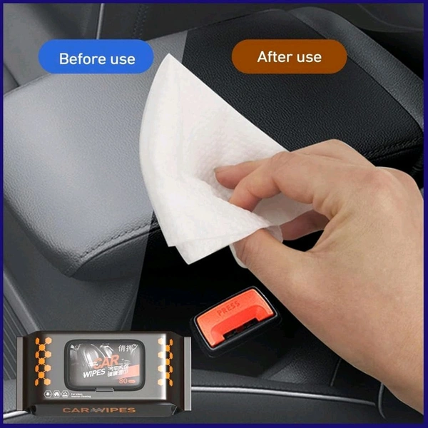 Car Dashboard Scratch Remover Tissue | Car Cleaning Wipes for Bike, Car Leather Seat, Accessories | Glass Window Cleaner Disposable Travel Portable Removes Dirt (80 Pcs Set)
