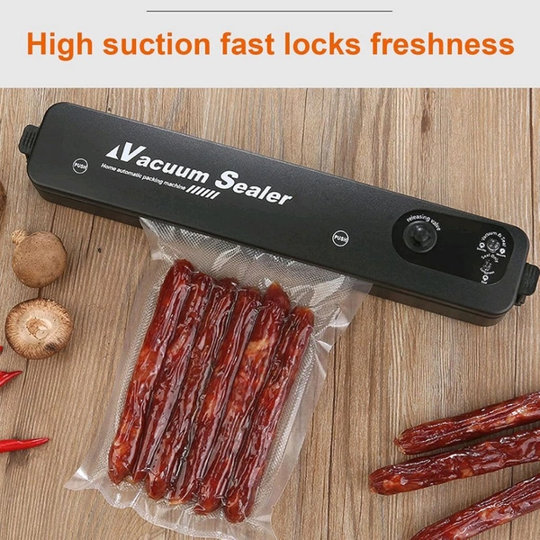 Vacuum Sealer Machine With 10 Pcs Bag, Automatic Hands-Free Air Sealing Machine, Smart 60Kpa Vacuum Sealer with Cutter Food Sealer for Food Preservation Convenient Storage Dry & Moist Food Modes (1 Set)
