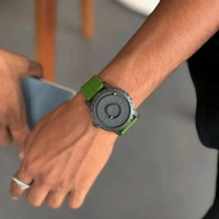 Minimalist Magnetic Ball Watch – Modern Design Watch, Rubber Strap, Round Dial, Battery Powered 
 - Green