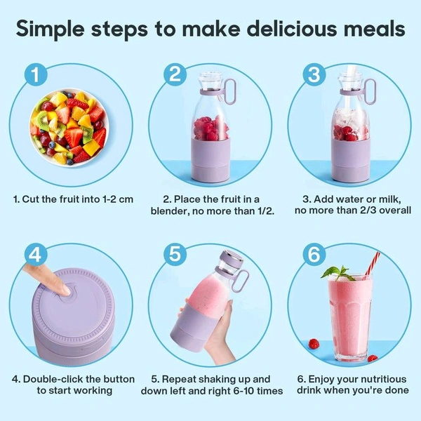 Portable Blender Bottle – 420ml (Multicolour) Blend Smoothies, Shakes & Juices Anytime, Anywhere
