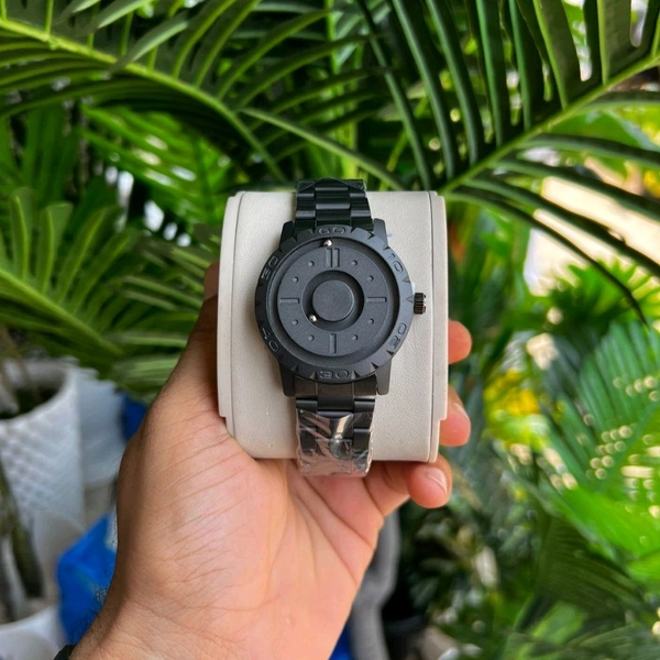 Minimalist Magnetic Ball Watch – Modern Design Watch, Rubber Strap, Round Dial, Battery Powered  - Silver