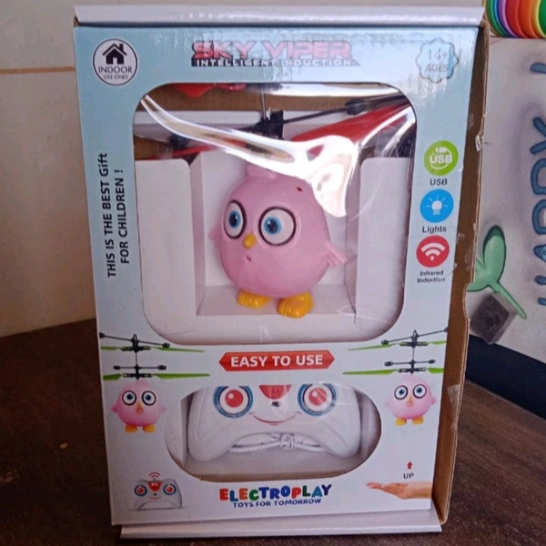 Flying Bird RC Toy with LED & Remote Control – Pink Owl Design (1 Set)
