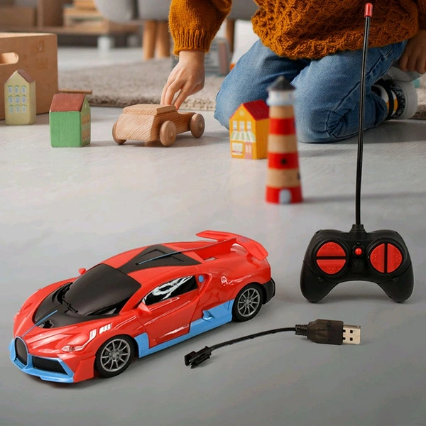 High-Speed RC Sports Car with Spray Exhaust Effect – USB Rechargeable Remote Control Racing Car with LED Lights & Stylish Design (1 Set)