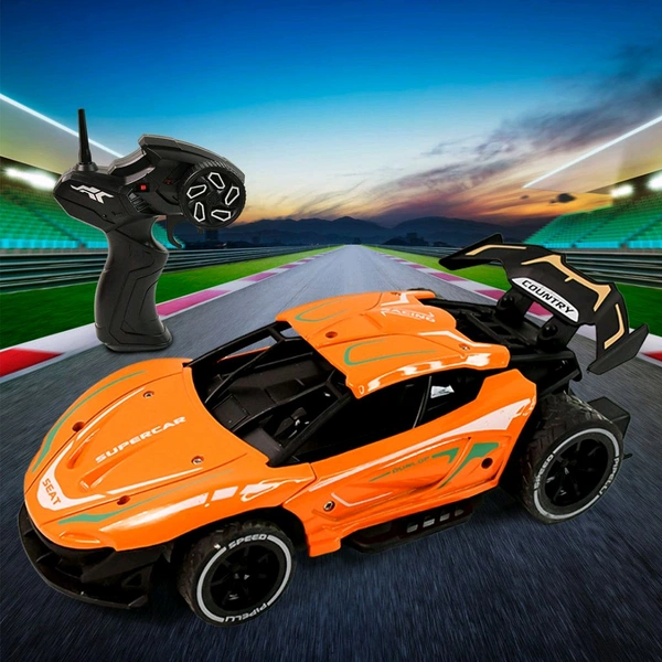 High-Speed RC Supercar with Remote Control – Rechargeable Off-Road Racing Car with Metal Body, LED Lights & Powerful Suspension