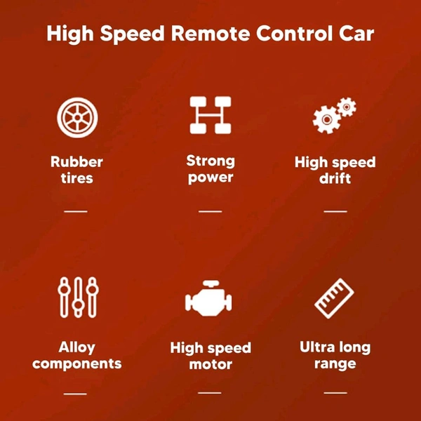 High-Speed RC Supercar with Remote Control – Rechargeable Off-Road Racing Car with Metal Body, LED Lights & Powerful Suspension