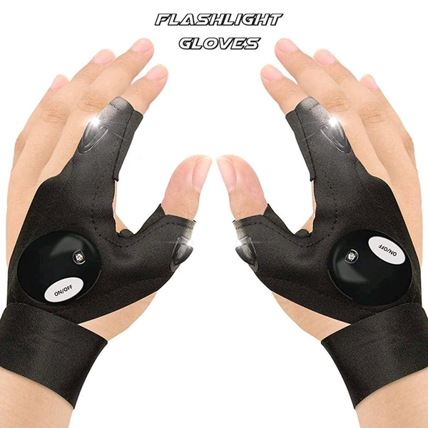 LED Flashlight Gloves Gifts for Men Light Fingerless Outdoor Fishing Gloves Tool Gadgets Gifts for Repairing Working